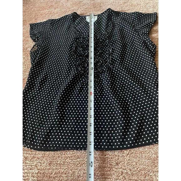 Talbots Woman's Polka Dot Pure Silk Ruffled Front Short Sleeve Size 14 Blouse - Picture 3 of 8